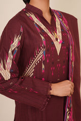 3 Piece - Printed & Embroidered Suit - C6389