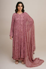 3 Piece - Printed & Embroidered Suit - C6390