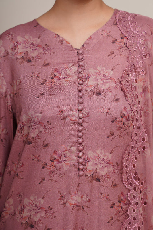 3 Piece - Printed & Embroidered Suit - C6390