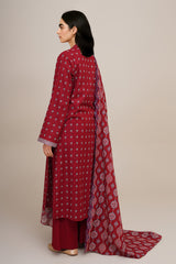 3 Piece - Printed & Embroidered Suit - C6396