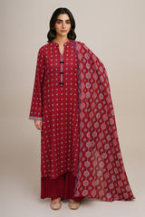 3 Piece - Printed & Embroidered Suit - C6396