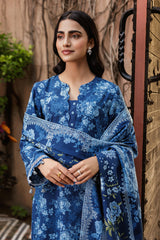 3 Piece - Printed & Embroidered Suit - C6401