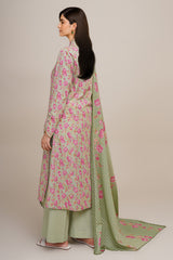 3 Piece - Printed & Embroidered Suit - C6420