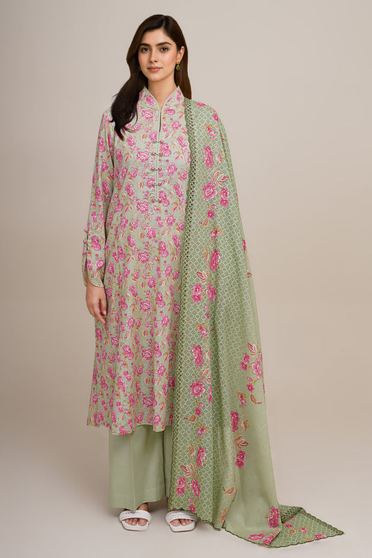 3 Piece - Printed & Embroidered Suit - C6420