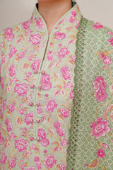 3 Piece - Printed & Embroidered Suit - C6420