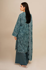 3 Piece - Printed & Embroidered Suit - C6432