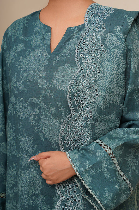 3 Piece - Printed & Embroidered Suit - C6432