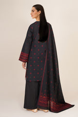 3 Piece - Printed & Embellished Suit - C6435