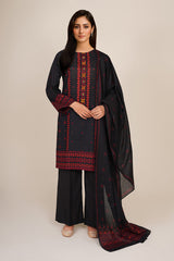 3 Piece - Printed & Embellished Suit - C6435