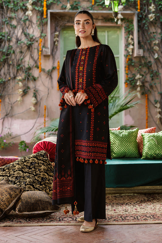 3 Piece - Printed & Embellished Suit - C6435