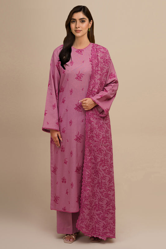 3 Piece - Printed & Embroidered Suit - C6440