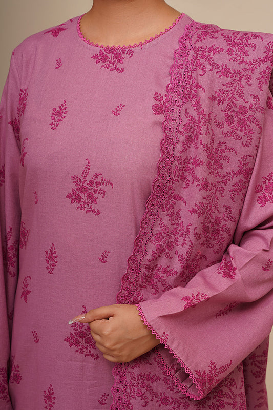 3 Piece - Printed & Embroidered Suit - C6440