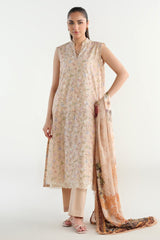 3 Piece - Printed & Embroidered Suit - C6244