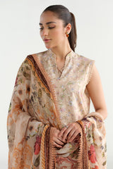3 Piece - Printed & Embroidered Suit - C6244