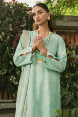 3 Piece - Printed & Embroidered Suit - C6270