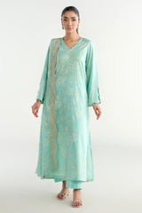 3 Piece - Printed & Embroidered Suit - C6270
