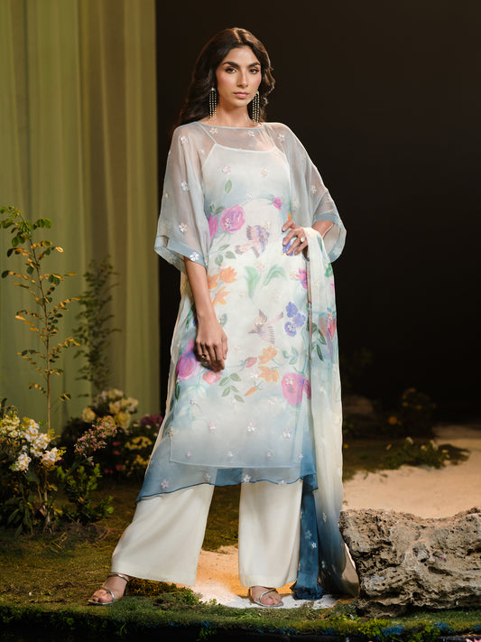 4 Piece - Printed & Embroidered Suit - MCP1728
