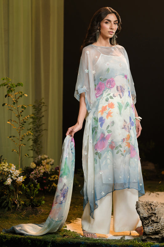 4 Piece - Printed & Embroidered Suit - MCP1728