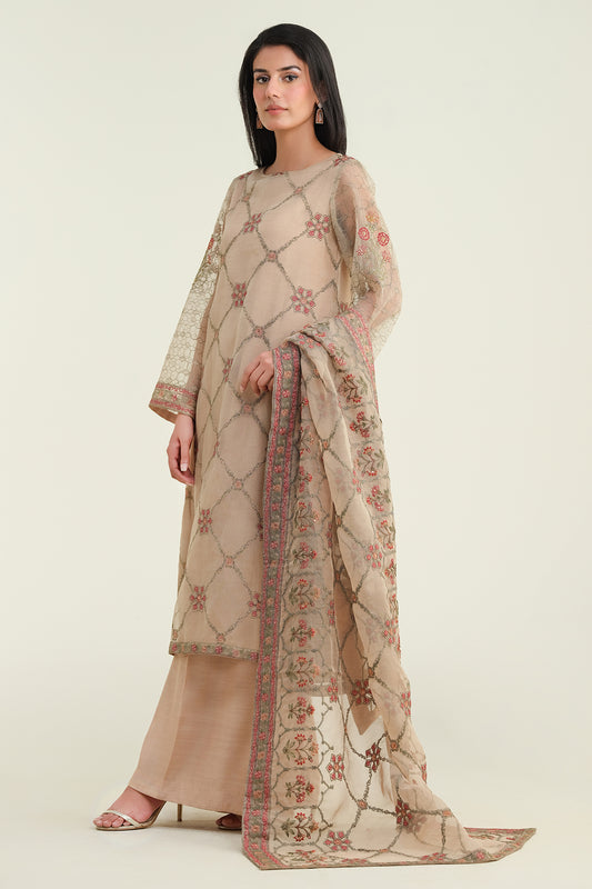 3 Piece - Embroidered & Embellished Suit - E1428-1