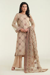 3 Piece - Embroidered & Embellished Suit - E1428-1