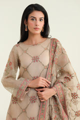 3 Piece - Embroidered & Embellished Suit - E1428-1