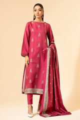3 Piece - Printed & Embroidered Suit - E1432