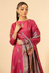 3 Piece - Printed & Embroidered Suit - E1432