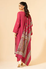 3 Piece - Printed & Embroidered Suit - E1432