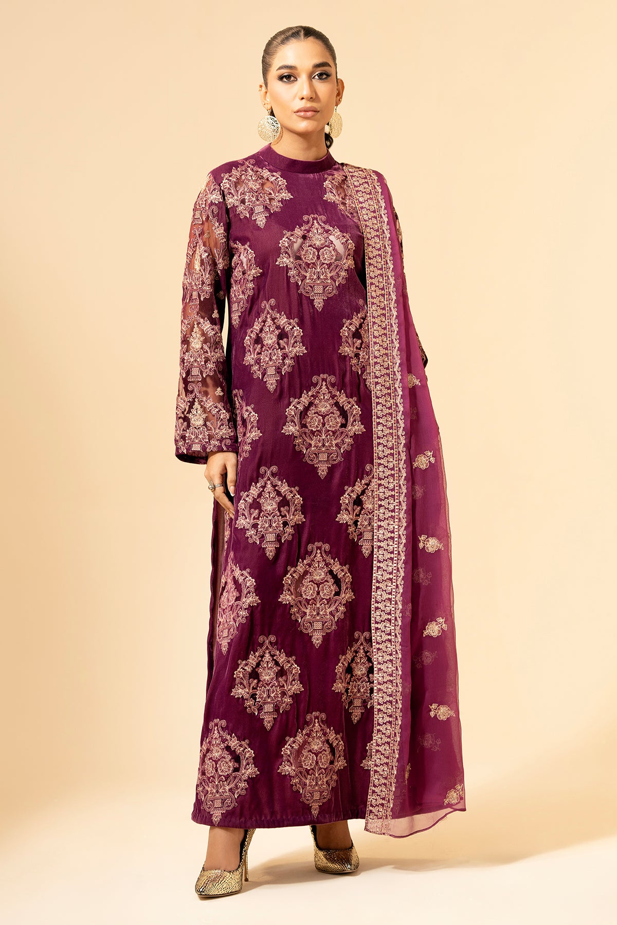 3 Piece - Embroidered Suit - E1469