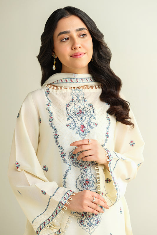 3 Piece -  Embroidered Suit - E1614