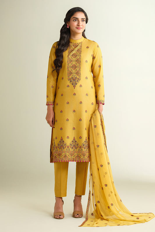 3 Piece -  Embroidered Suit - E1615