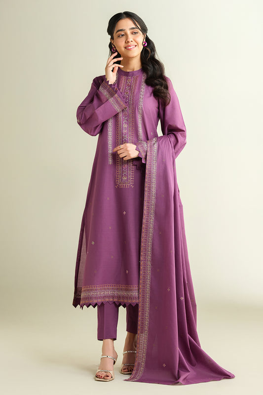 3 Piece -  Embroidered Suit - E1617