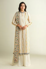 3 Piece - Printed Embroidered Suit - E1619