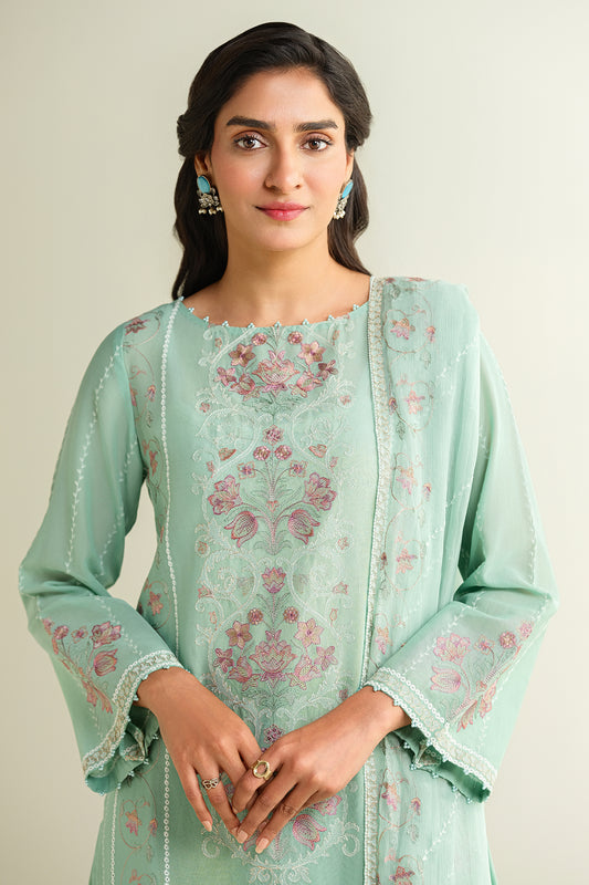 3 Piece -  Embroidered Suit - E1622