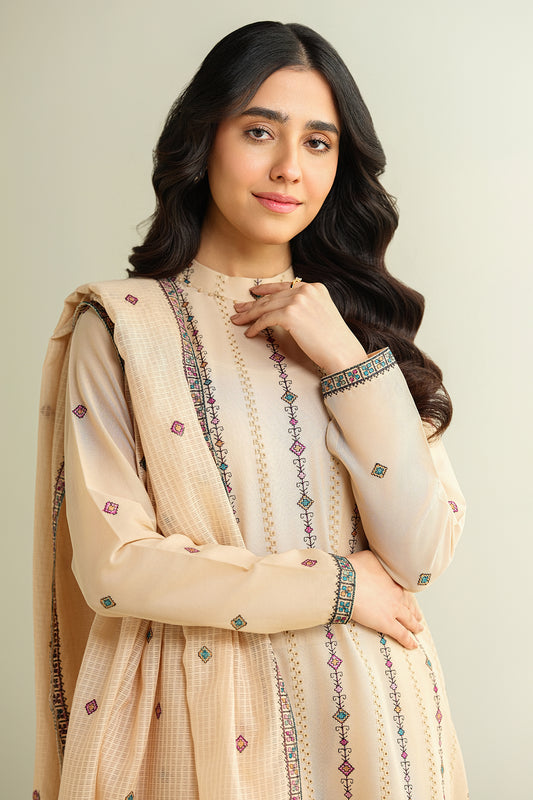 3 Piece -  Embroidered Suit - E1623