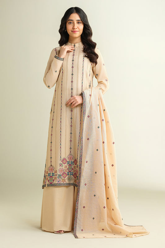 3 Piece -  Embroidered Suit - E1623