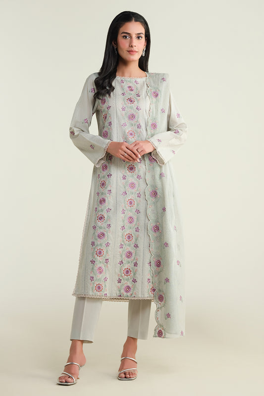 3 Piece -  Embroidered Suit - E1627