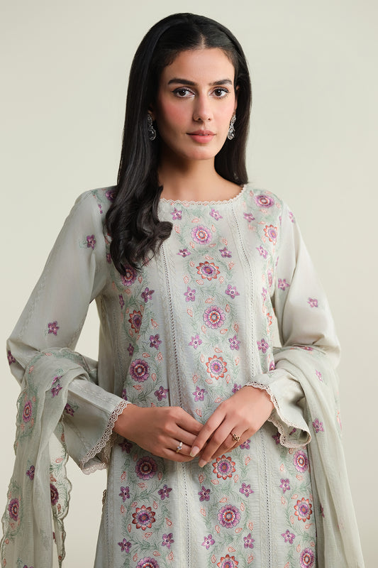 3 Piece -  Embroidered Suit - E1627