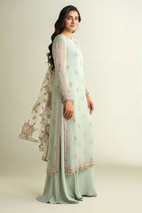 3 Piece - Embroidered Embellished Suit - E1634