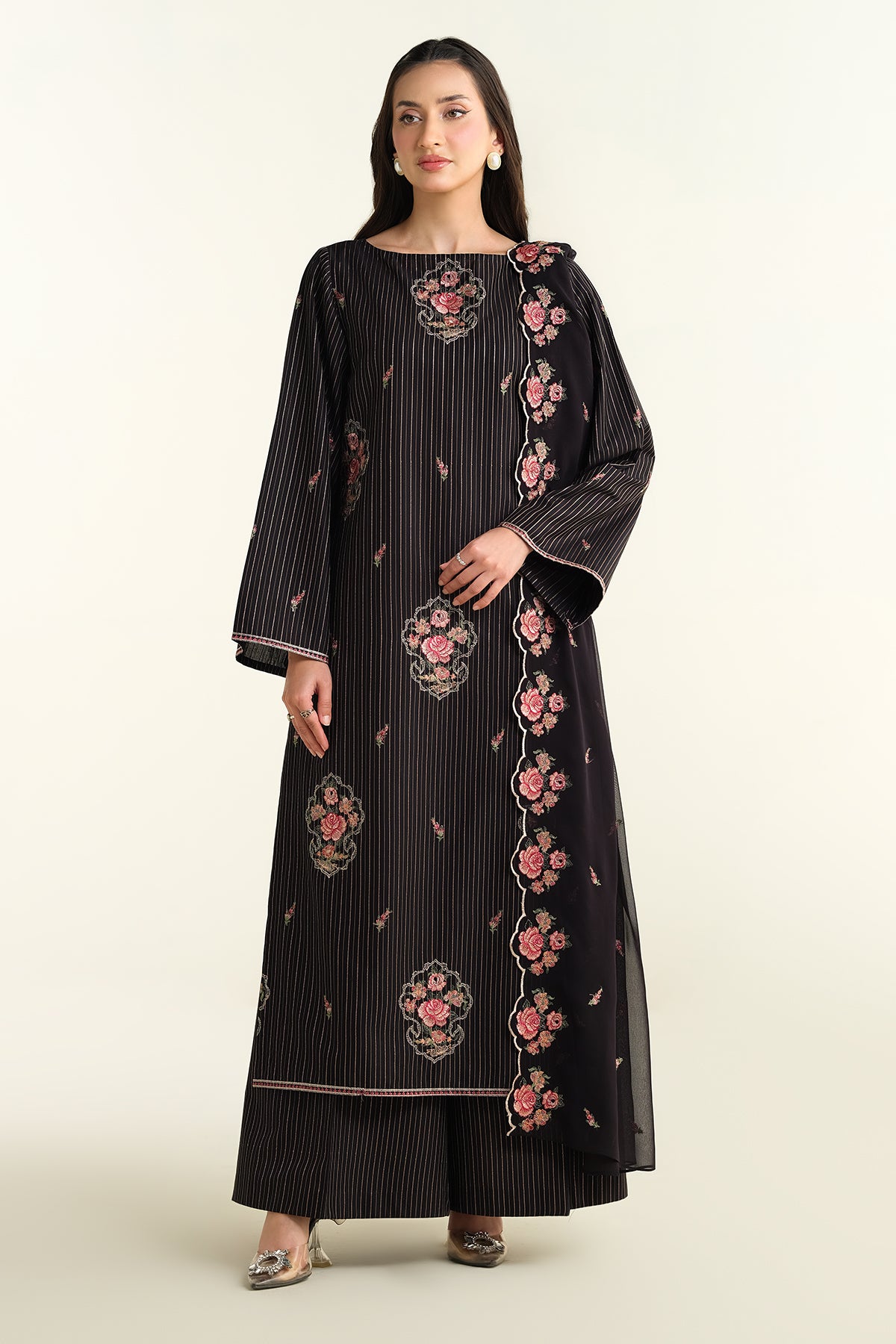 3 Piece -  Embroidered Suit - E1654