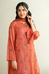3 Piece -  Embroidered Suit - E1655