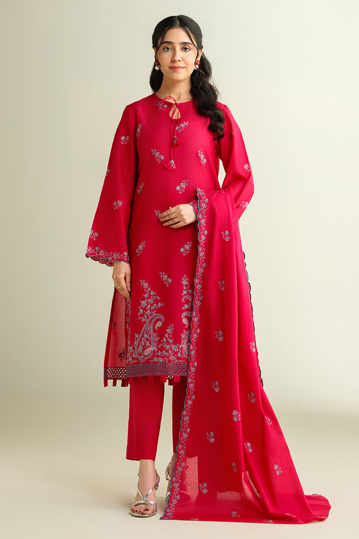 3 Piece -  Embroidered Suit - E1658