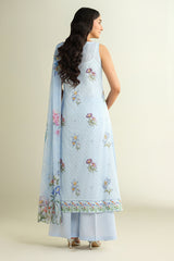 3 Piece - Printed Embroidered Suit - E1661