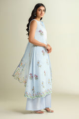 3 Piece - Printed Embroidered Suit - E1661