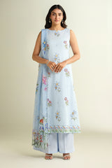 3 Piece - Printed Embroidered Suit - E1661