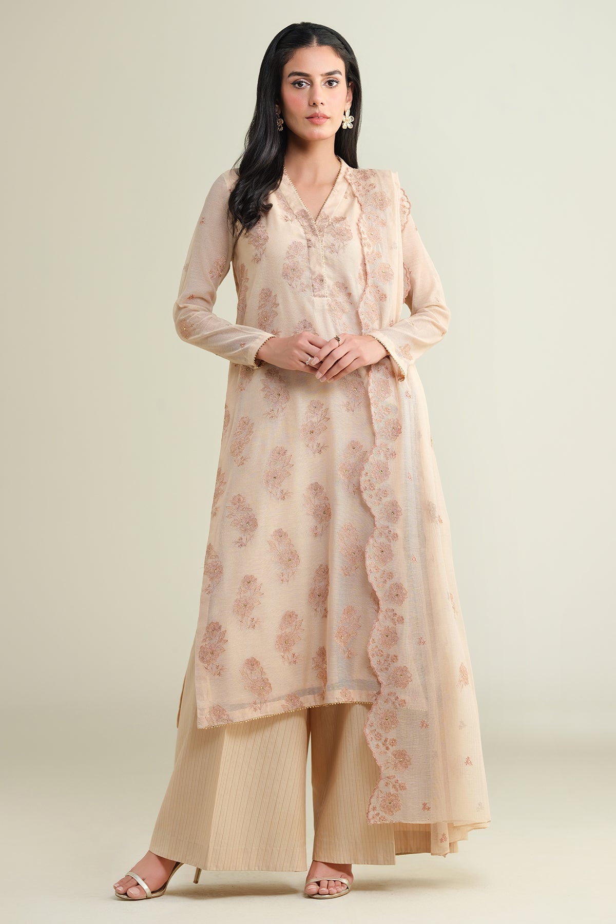 3 Piece-Embroidered & Embellished Suit-E1679