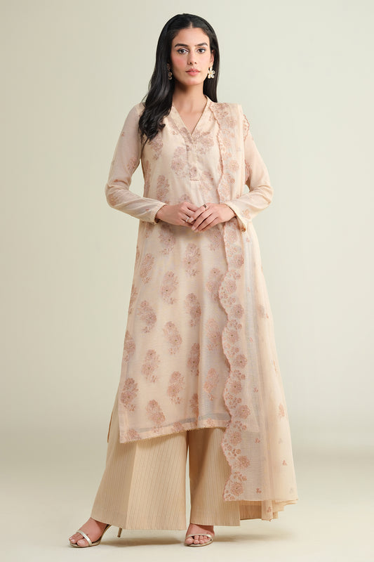3 Piece - Embroidered & Embellished Suit - E1679