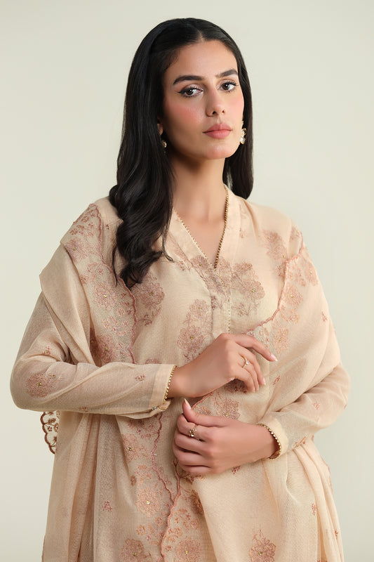 3 Piece - Embroidered & Embellished Suit - E1679