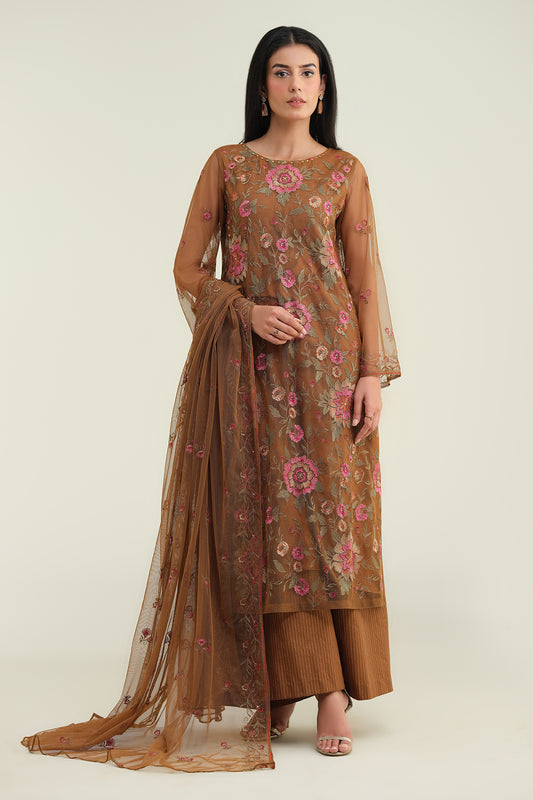 4 Piece - Embroidered & Embellished Suit - E1697