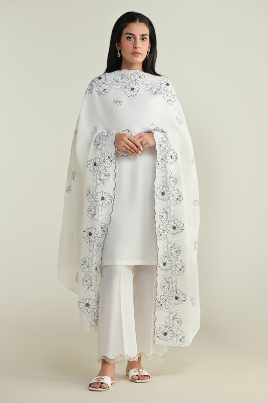1 Piece - Embroidered Dupatta - E1710